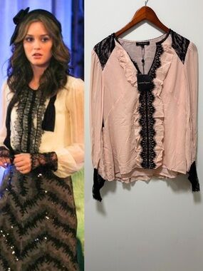 ASO Blair Waldorf in Gossip Girl Lace Chiffon Blouse NWT